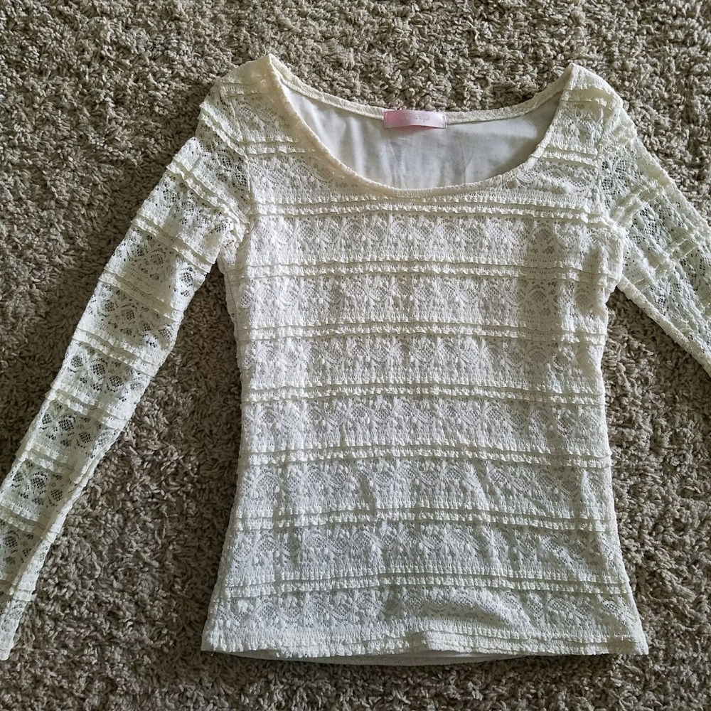 Cream White Lace Blouse Top / xs - s sizing